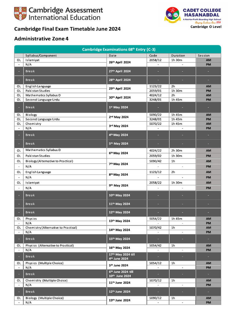 Cambridge o level datesheet 1 pdf