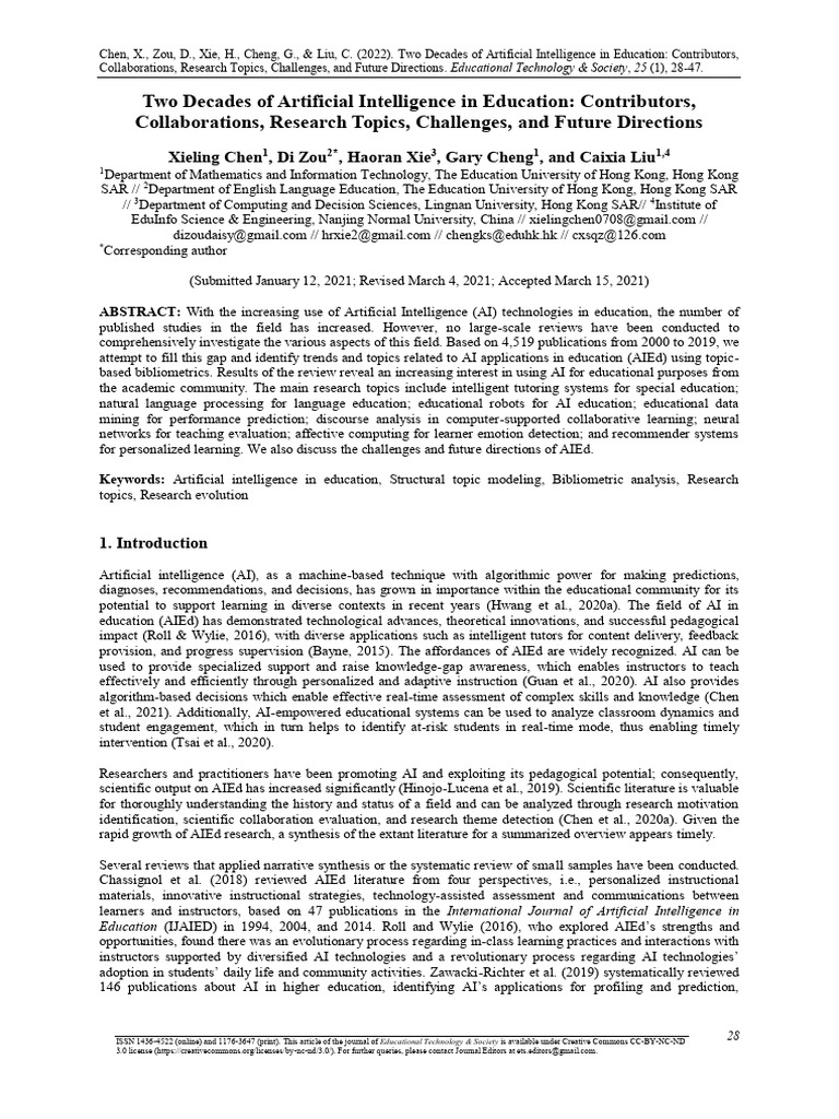 Two Decades of AI in Education Review | PDF | Artificial Intelligence ...