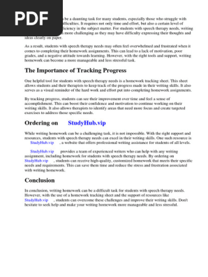 Speech Therapy Homework Tracking Sheet