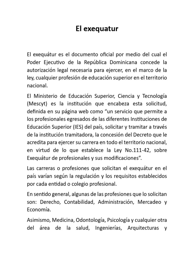Proceso de Solicitud de Exequatur | PDF | Educación más alta ...