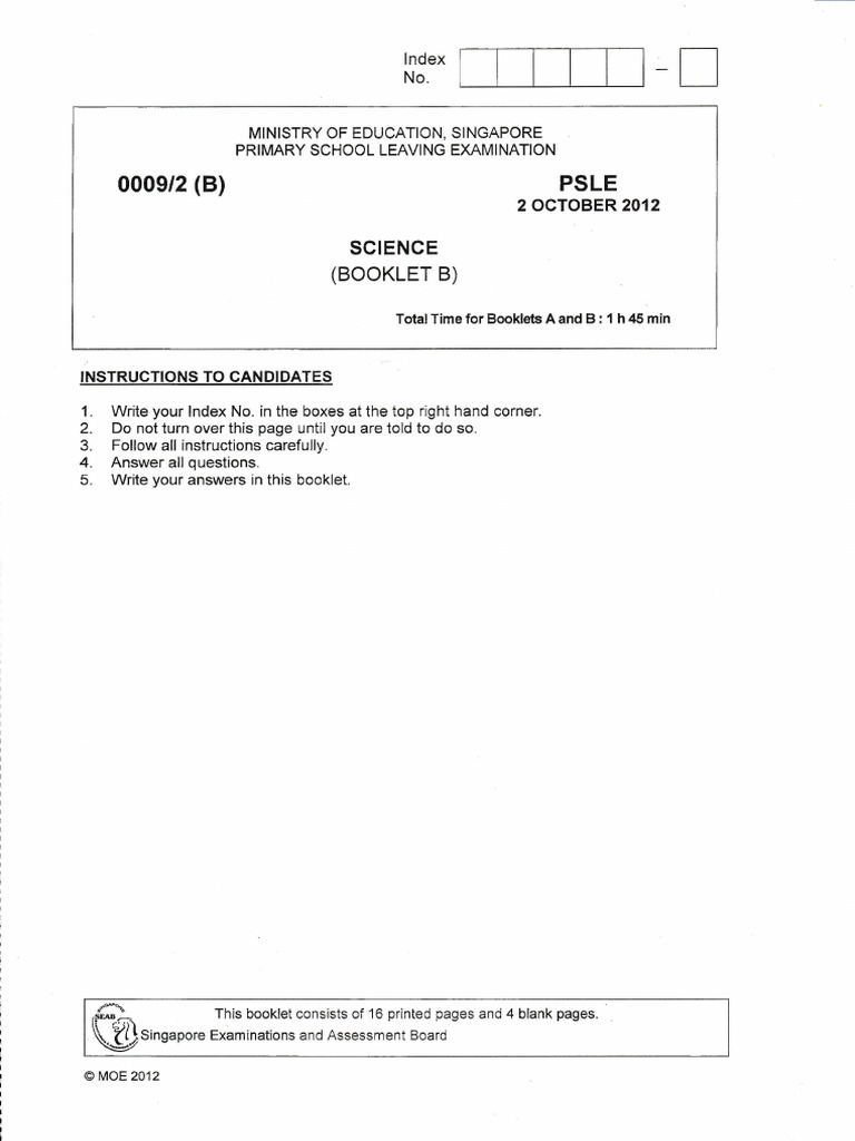 PSLE 2012 Science Booklet B | PDF | Magnet | Iron