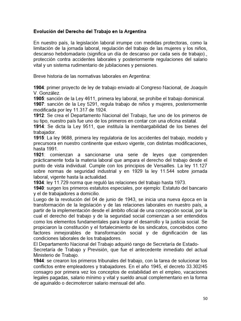 Evolución del Derecho Laboral en Argentina | PDF | Derecho laboral ...