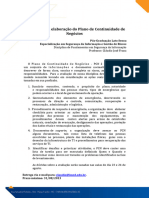 Roteiro para A Elaboração Do Plano de Continuidade de Negócios