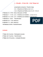 Calendário de Aulas – Filosofia - 1º Anos