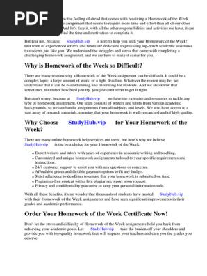 Homework of the Week Certificate