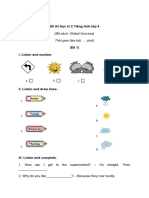 Đề thi Học kì 2 Tiếng Anh lớp 4