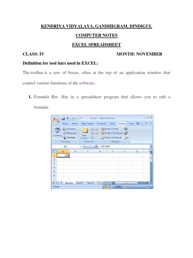 Excel Basics for Class IV Students | PDF | Microsoft Excel | Spreadsheet