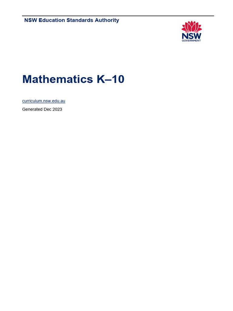 Stage 4 NESA Mathematics K 10 2022 PDF Mathematics Curriculum
