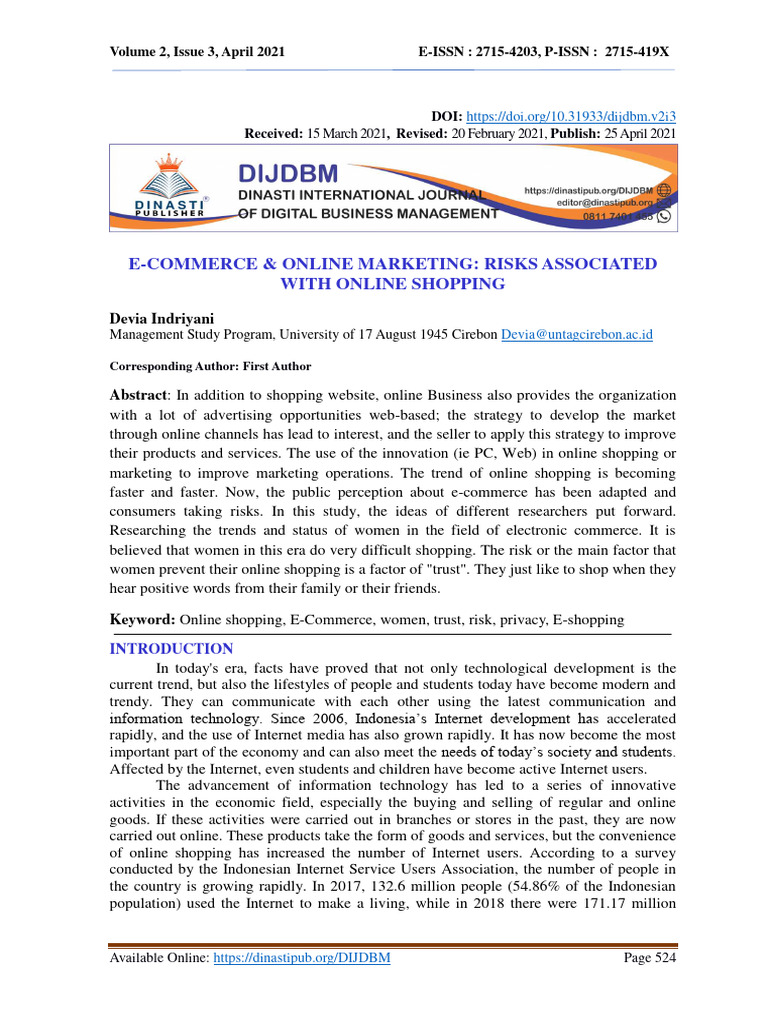 E-Commerce Risks in Online Shopping | PDF | E Commerce | Online Shopping