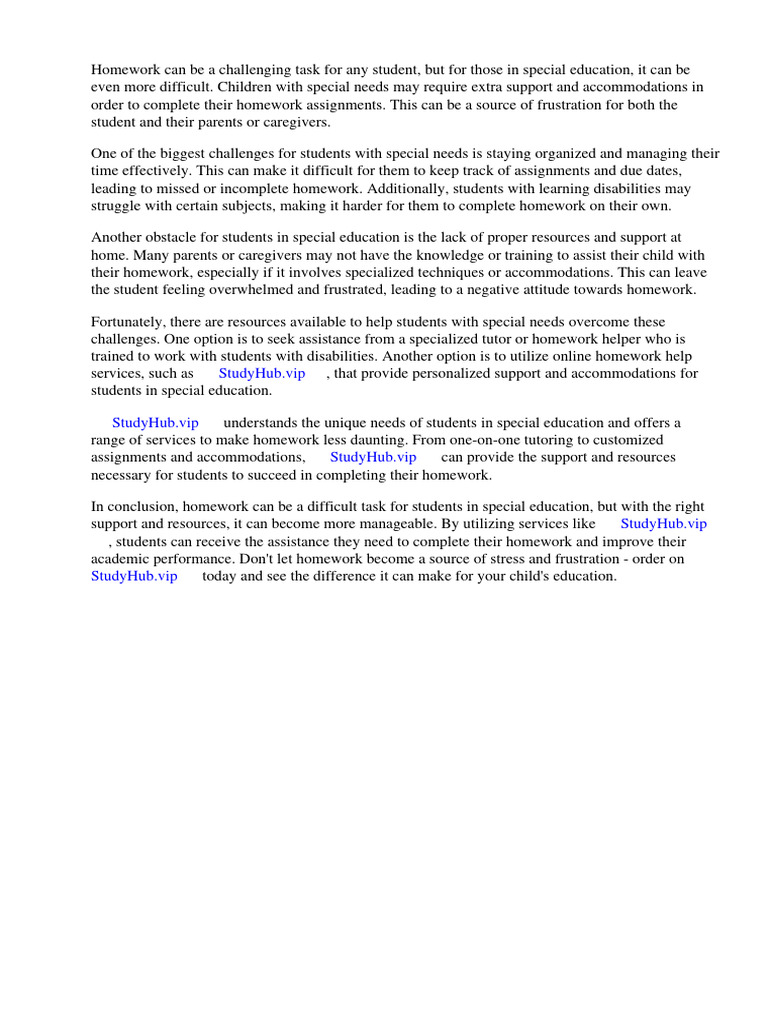 Homework Special Education | PDF | Homework | Special Education