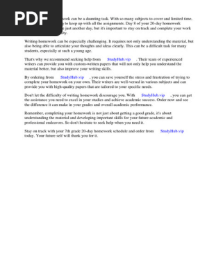 7th Grade 20 Day Homework Day 8