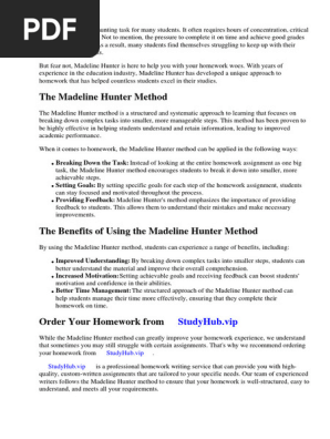 Madeline Hunter Homework