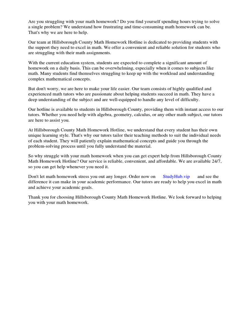 Hillsborough county math homework hotline pdf homework mathematics