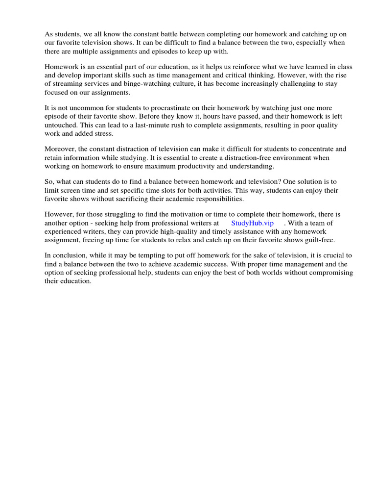 Homework and Television | Download Free PDF | Homework | Television
