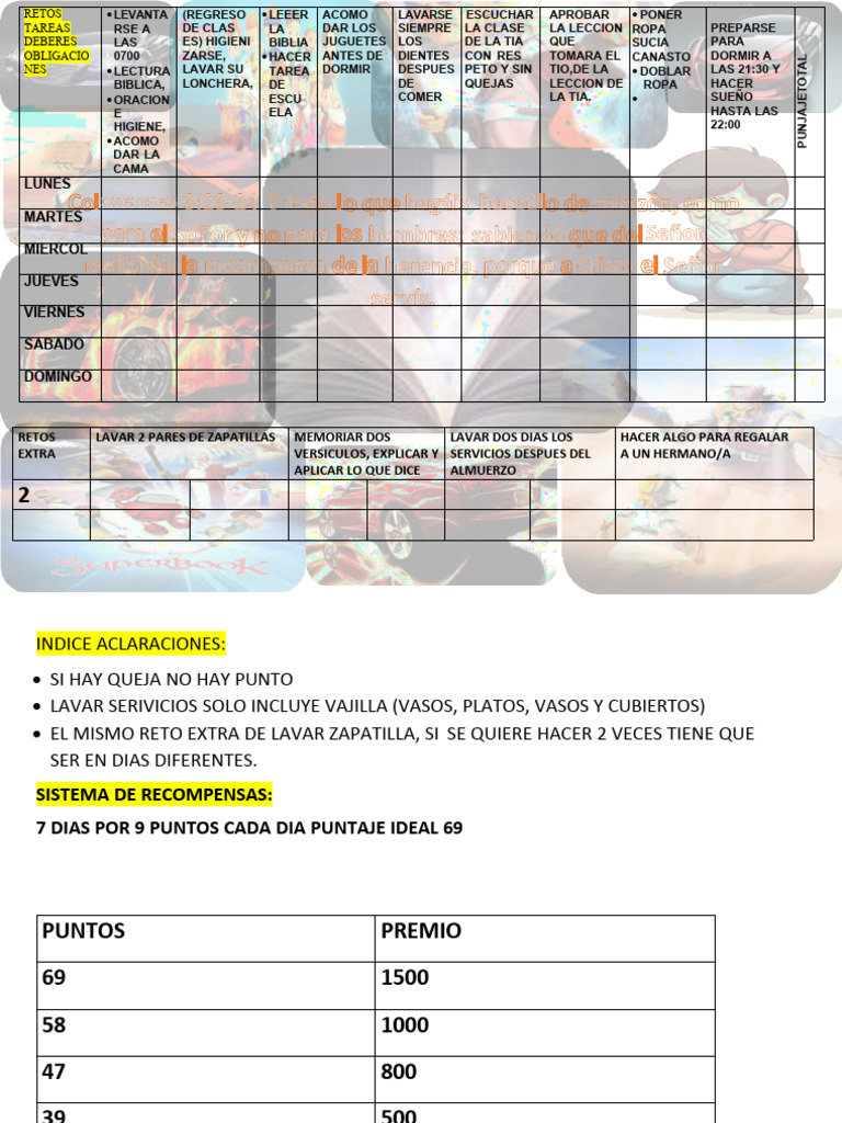 Rutina Semanal de Tareas y Retos | PDF