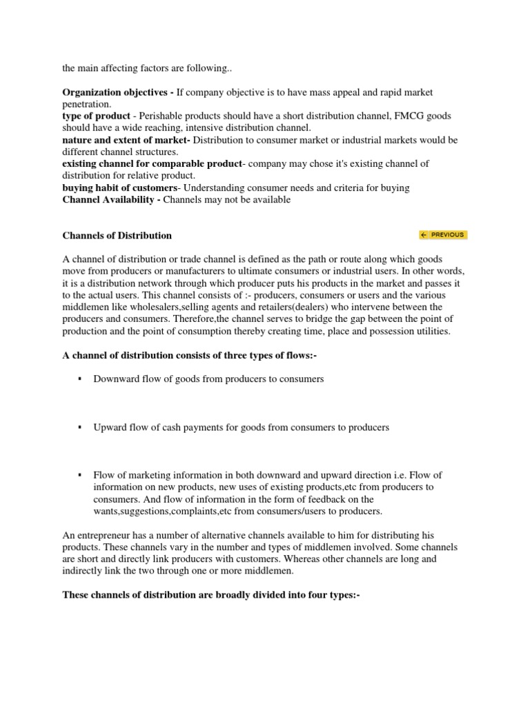 Key Factors in Distribution Channels | PDF | Distribution (Business ...