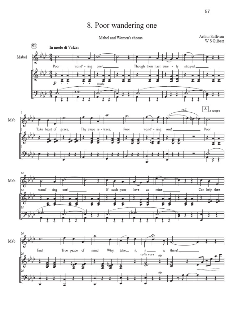 Poor Wandering One - Gilbert and Sullivan | PDF