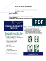 REQUISITOS PARA LA CERTIFICACION