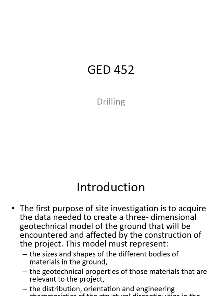 GED 452 Drilling | PDF | Drilling Rig | Geotechnical Engineering