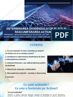 Tema 26. Determinarea Dividendului de Plată Şi Răscumpărarea Acţiunilor.