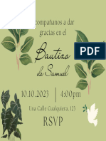 Invitación Horizontal Bautizo Naturaleza Verde