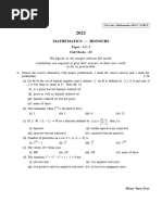 CU-2021 B.sc. (Honours) Mathematics Semester-1 Paper-CC-2 QP