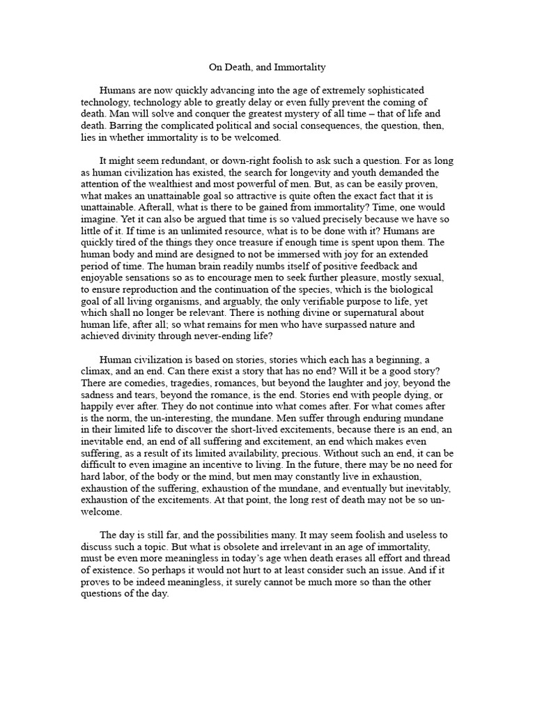 On Immortality Pdf Immortality