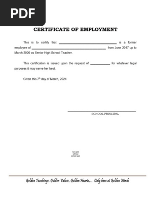 Certificate of Employment