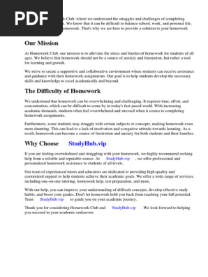 Homework Club Mission Statement