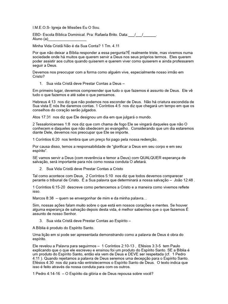 Comportamento Cristã | PDF | Primeira Epístola aos Coríntios | Jesus