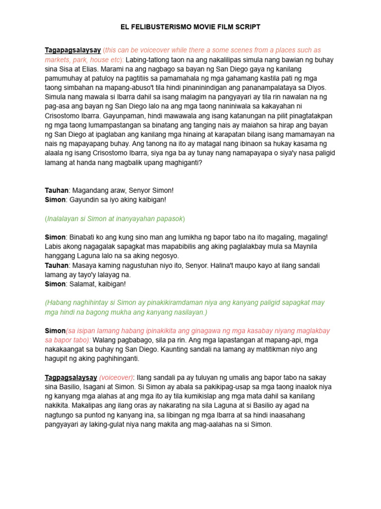 EL-FELIBUSTERISMO-MOVIE-FILM-SCRIPT | PDF