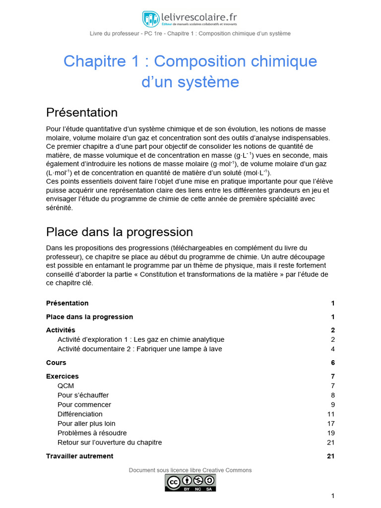 Composition chimique d'un système en 1re | PDF | Chimie | Sciences ...