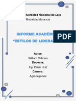 Universidad Nacional de Loja Informe Liderazgo