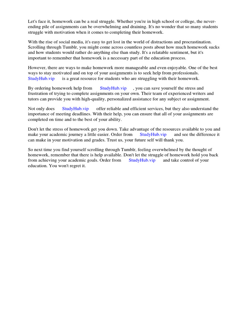 Homework Motivation Tumblr | PDF | Homework | Motivation