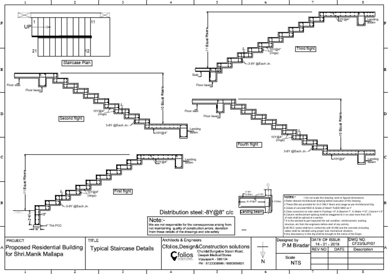 RCC Folded Staircase Design Details | PDF | Stairs | Architectural Elements