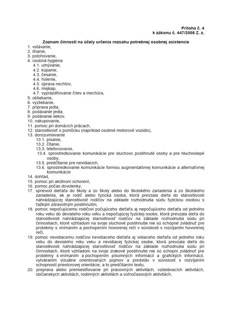 Priloha C 4 Cinnosti Osobnej Asistencie | PDF