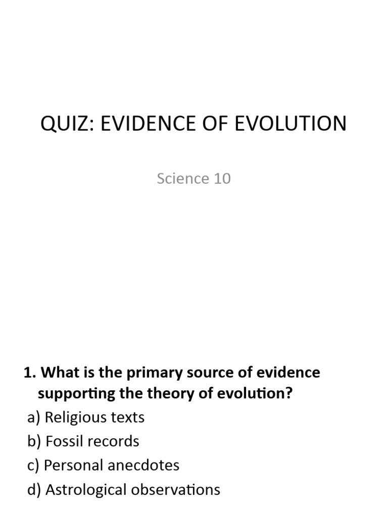 Evolution Evidence Quiz for Science 10 | PDF