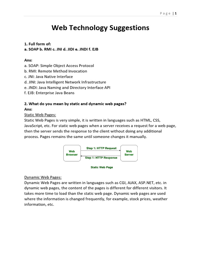 Web Technology Overview and Comparisons | PDF | Soap | Dynamic Web Page