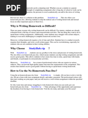 No Homework Pass Doc