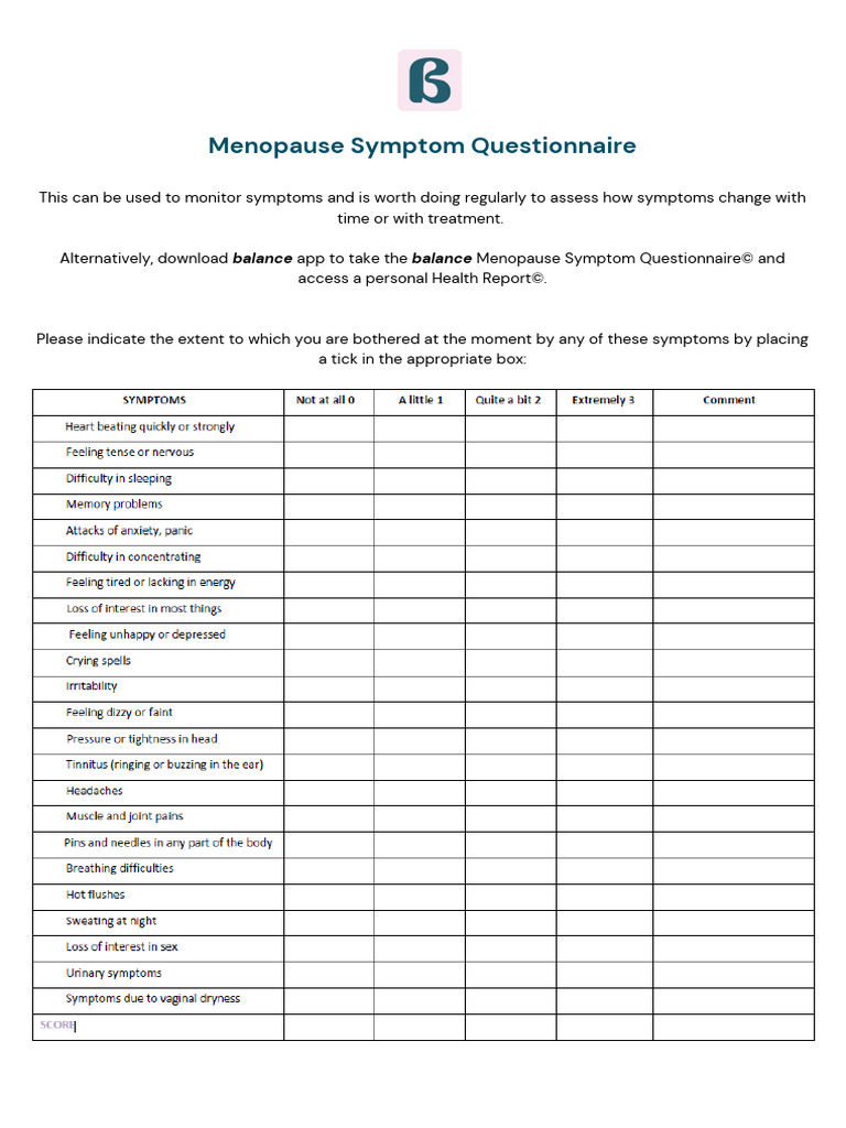 Menopause Symptom Monitoring Tool | PDF | Wellness