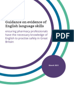 Guidance On Evidence of English Language Skills March 2021