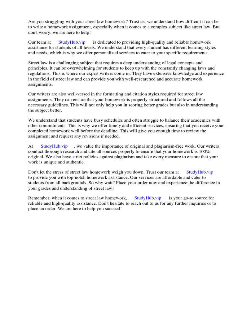 Street Law Homework Download Free PDF Homework Textbook