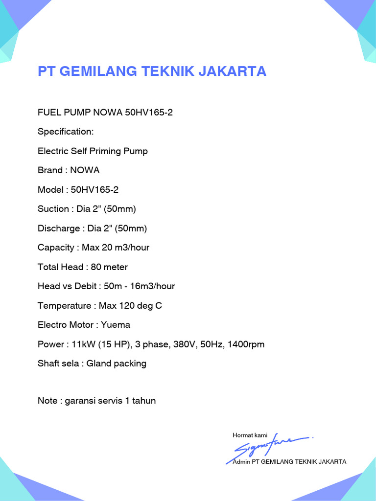 Surat Keterangan Spesifikasi Barang | PDF