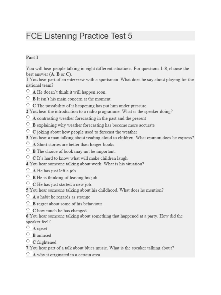 FCE Listening Practice Test 5 | PDF