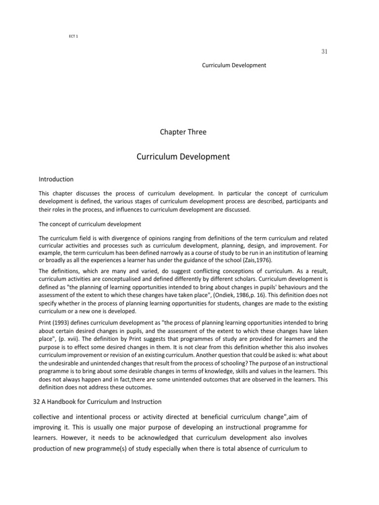 Curriculum Development - Chapter 3 | PDF | Curriculum | Educational ...