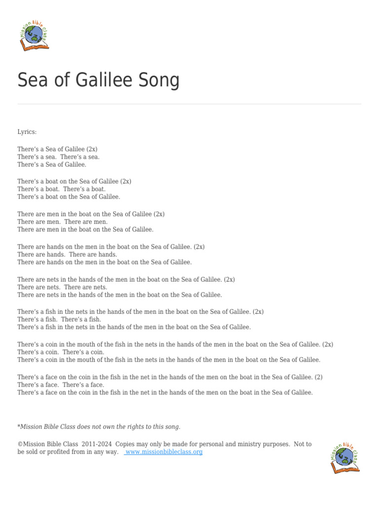 Sea Of Galilee Song Pdf Pdf