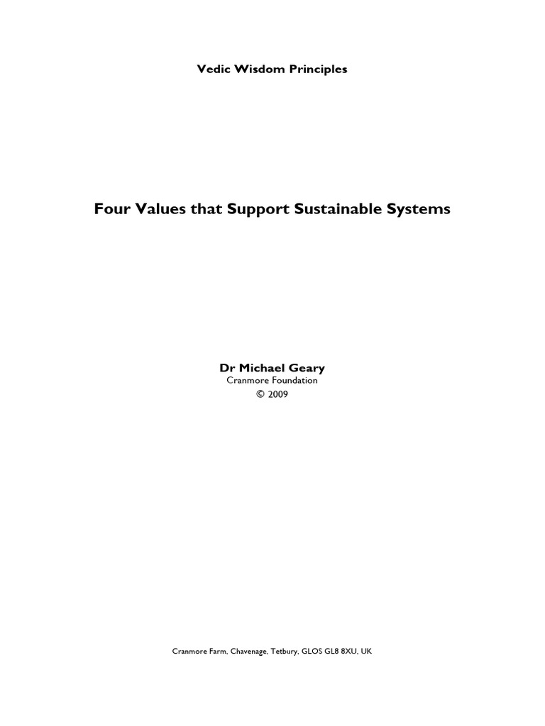 Four Values For Sustainable Sys - Various | PDF | Sustainability | Dharma