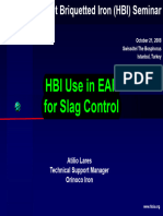 HBI Use in EAF For Slag Control