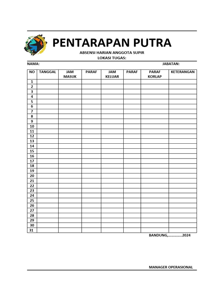 Absen Manual Karyawan Supir | PDF