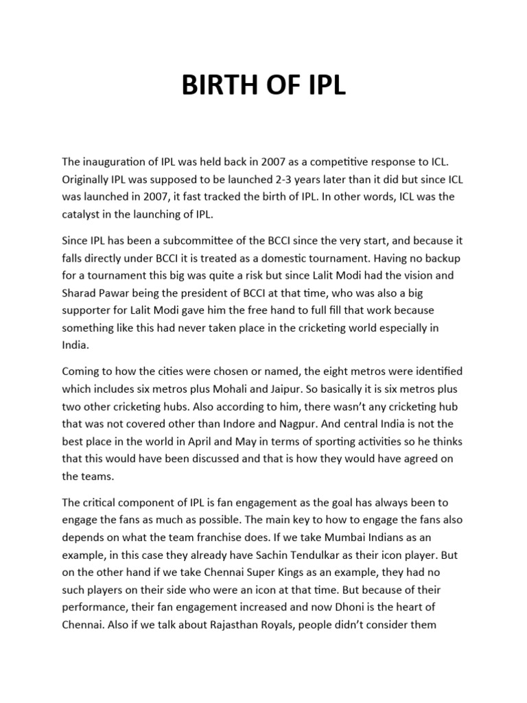 IPL Article | PDF | Sports & Recreation